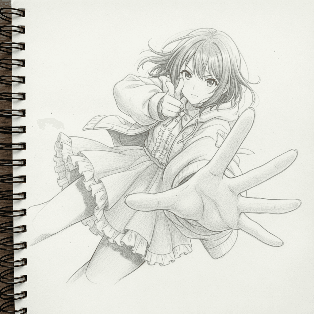 鉛筆画風キャラクター